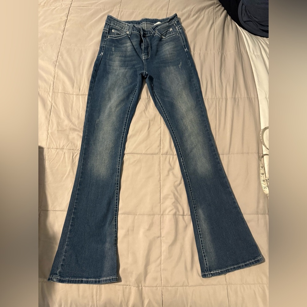 SHEIN Dark Blue Flare Jeans